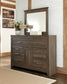 Juararo King/California King Panel Headboard Bed with Mirrored Dresser, Chest and Nightstand
