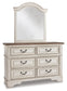Realyn Full Panel Bed with Mirrored Dresser