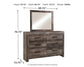 Wynnlow Queen Crossbuck Panel Bed with Mirrored Dresser