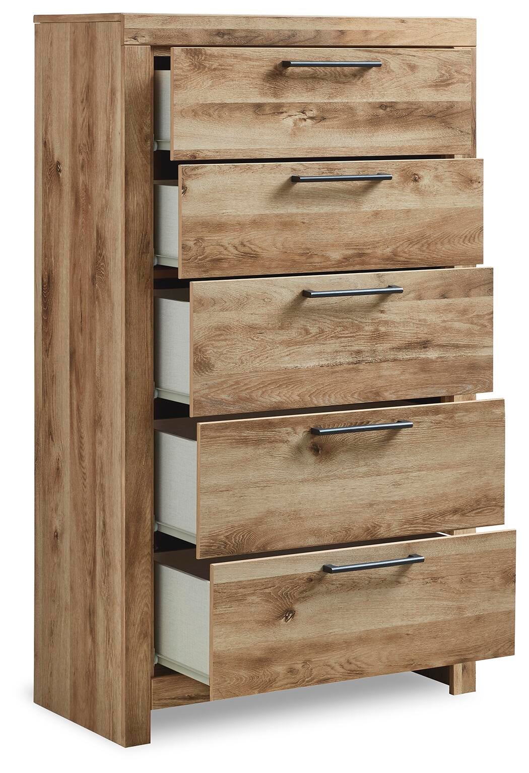 Hyanna Full Panel Bed with 2 Side Storage, Dresser, Mirror, Chest and Nightstand