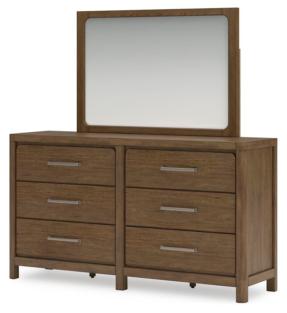 Cabalynn Queen Upholstered Bed with Mirrored Dresser