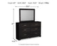 Belachime Twin Panel Bed with Mirrored Dresser