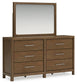 Cabalynn Queen Upholstered Bed with Mirrored Dresser, Chest and Nightstand