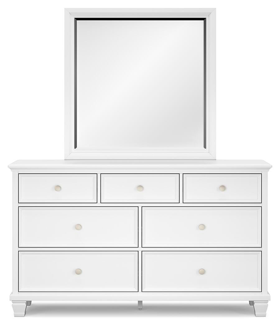 Fortman Full Panel Bed with Mirrored Dresser, Chest and Nightstand