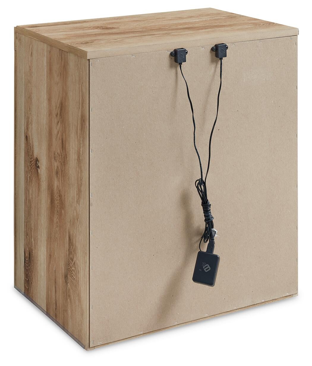 Hyanna King Panel Storage Bed with 1 Under Bed Storage Drawer, Dresser, Mirror, Chest and Nightstand