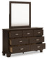 Covetown King Panel Bed with Mirrored Dresser