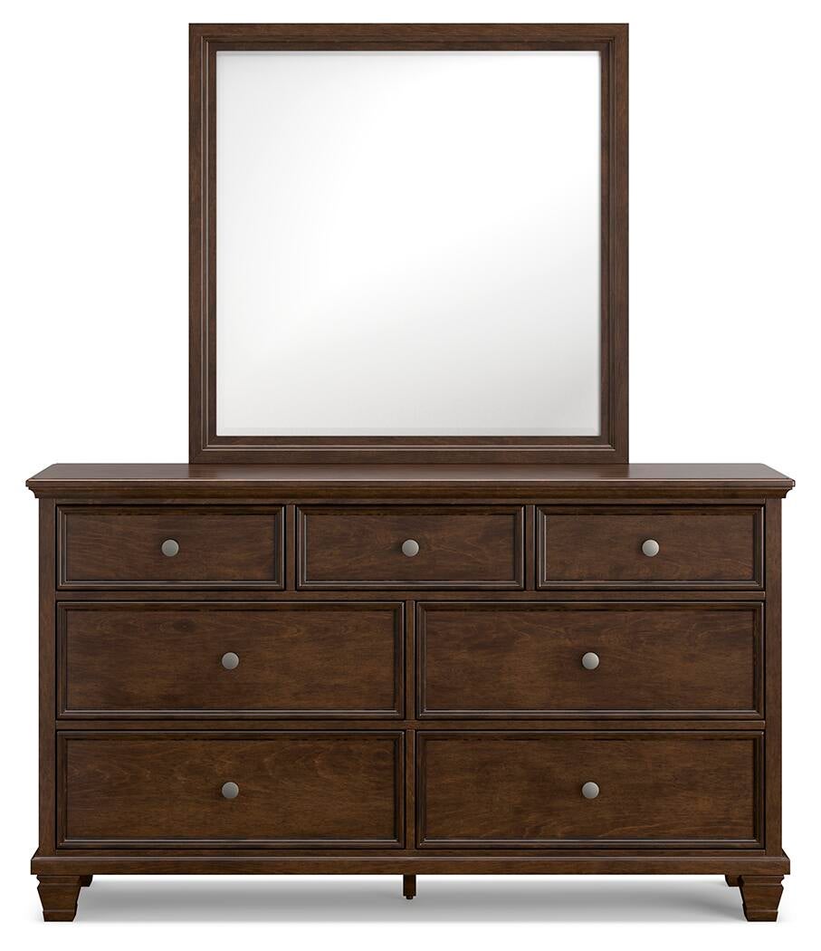 Danabrin Full Panel Bed with Mirrored Dresser and Nightstand