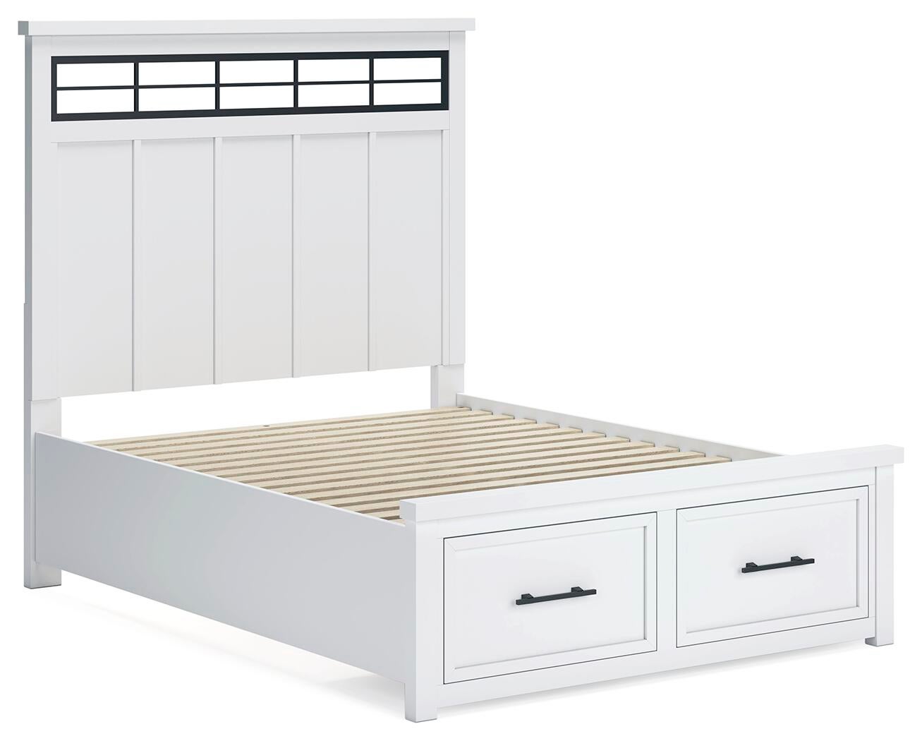 Ashbryn Queen Panel Storage Bed, Dresser, Mirror and Nightstand