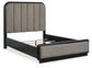 Rowanbeck Queen Upholstered Panel Bed with Mirrored Dresser, Chest and Nightstand