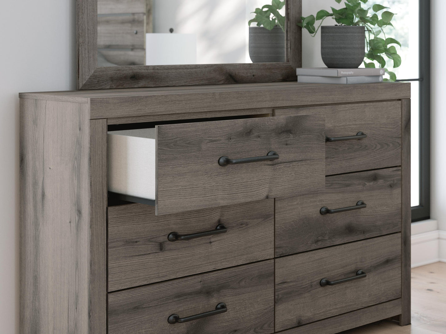 Urbanoore Full Panel Bed with Storage, Dresser, Mirror, Chest and Nightstand