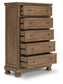 Vandenmore California King Storage Sleigh Bed with Mirrored Dresser, Chest and Nightstand