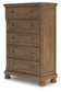 Vandenmore California King Panel Bed with Mirrored Dresser, Chest and Nightstand