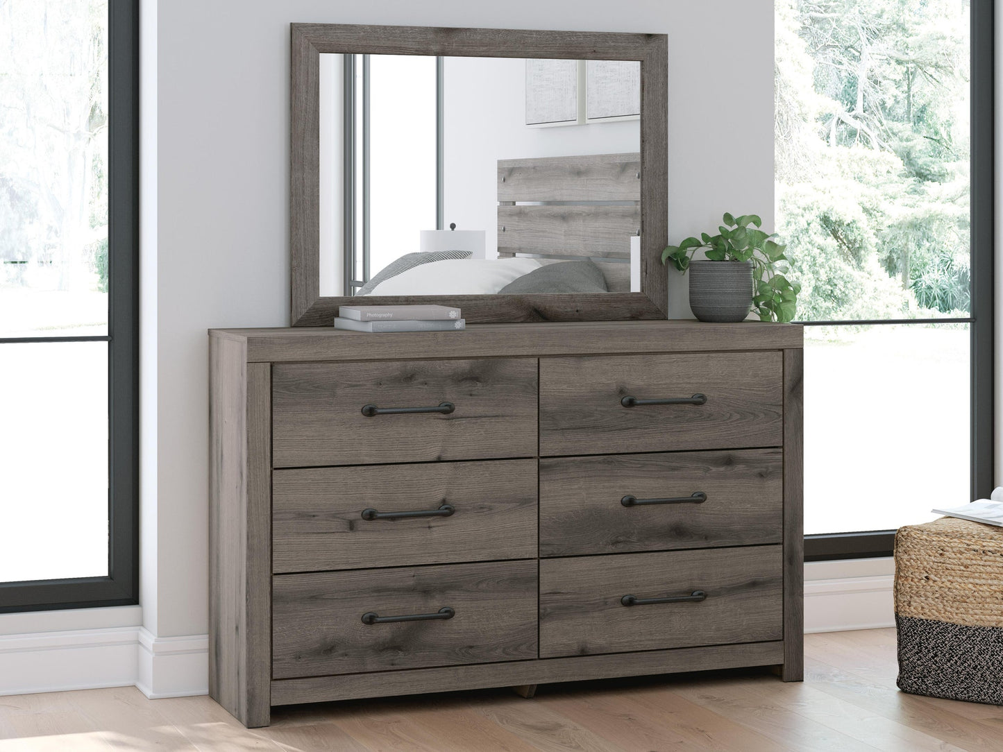 Urbanoore Twin Panel Bed, Dresser, Mirror and Nightstand