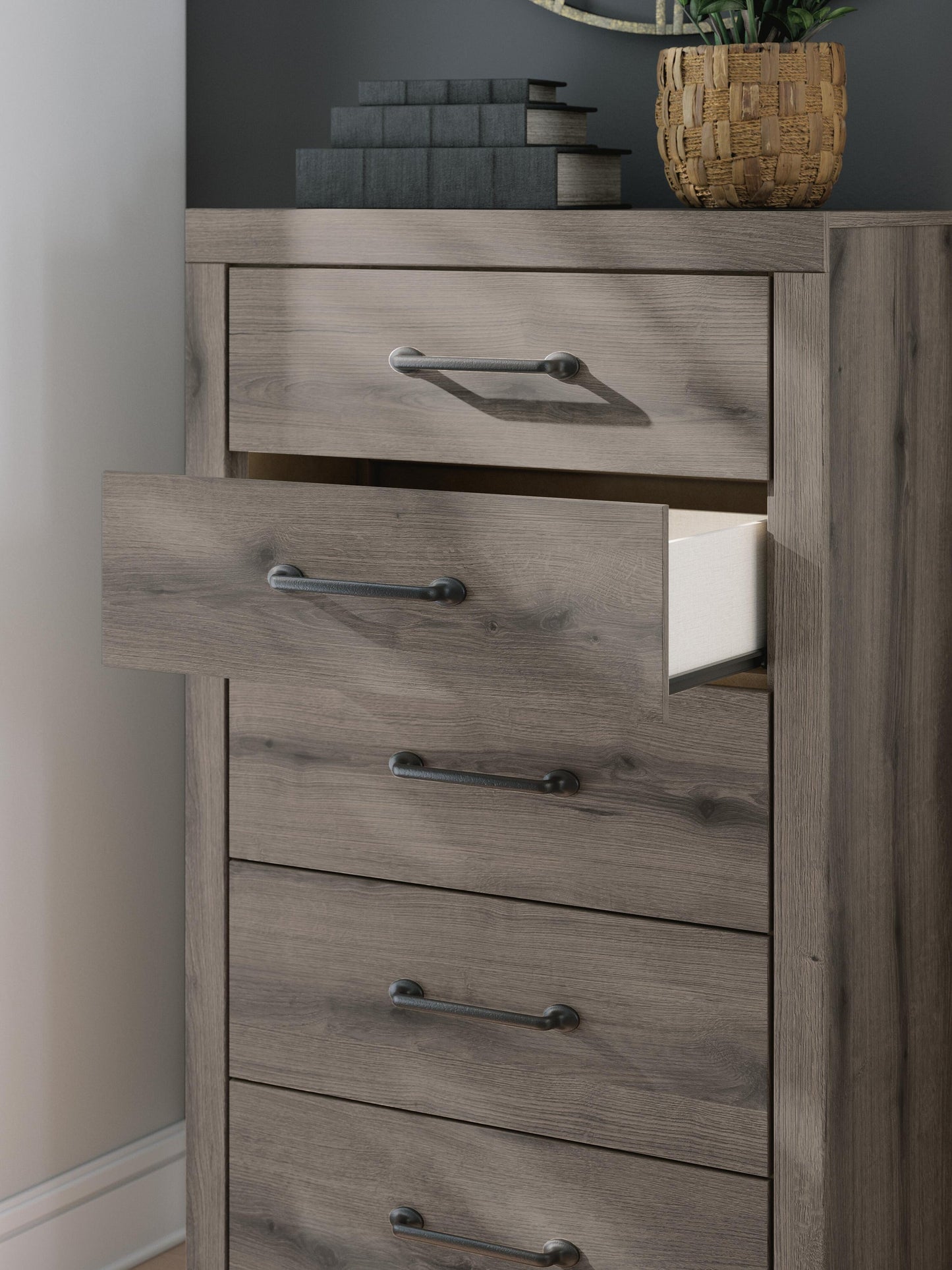 Urbanoore Twin Panel Storage Bed, Dresser, Mirror, Chest and Nightstand