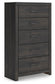 Delmorta King Panel Bed, Dresser, Mirror, Chest and Nightstand