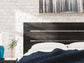 Delmorta King Panel Bed, Dresser, Mirror, Chest and Nightstand
