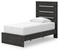 Delmorta Twin Panel Storage Bed, Dresser, Mirror and Nightstand