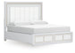 Chalanna California King Upholstered Storage Bed, Dresser, Mirror and Nightstand
