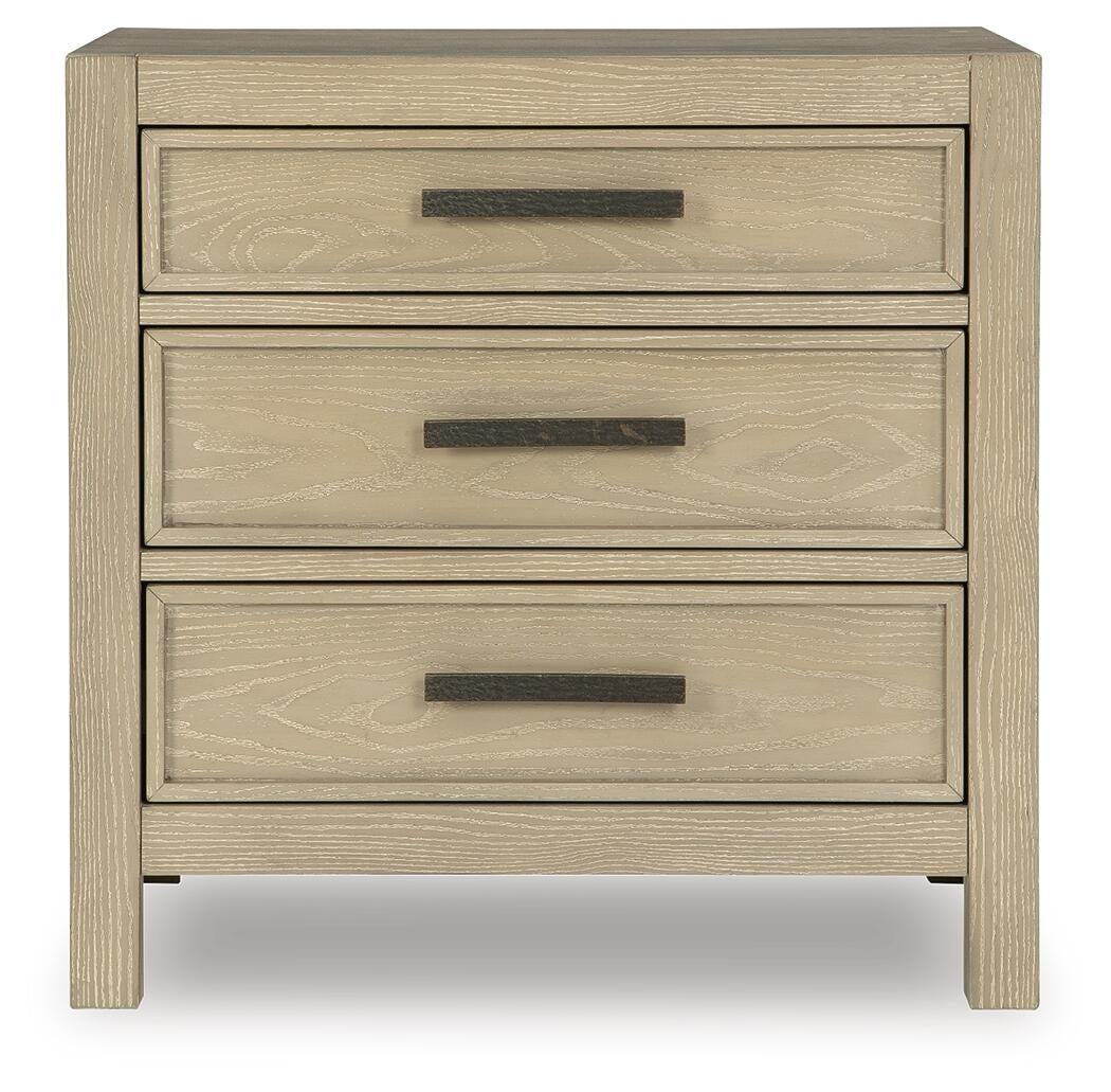 Calmoro Queen Bookcase Bed with Mirrored Dresser and Nightstand