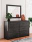 Delmorta Twin Panel Storage Bed, Dresser and Mirror