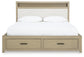 Calmoro California King Bookcase Bed with Mirrored Dresser and Nightstand
