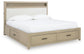 Calmoro California King Bookcase Bed with Mirrored Dresser and Nightstand