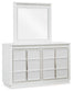 Chalanna King Upholstered Storage Bed, Dresser, Mirror and Nightstand
