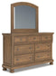 Vandenmore California King Panel Bed with Mirrored Dresser