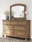 Vandenmore King Panel Bed with Mirrored Dresser and Nightstand