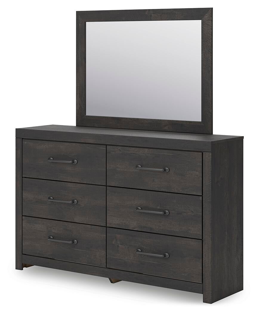 Delmorta Full Panel Bed, Dresser, Mirror, Chest and Nightstand