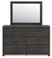 Delmorta Full Panel Bed, Dresser, Mirror and Nightstand