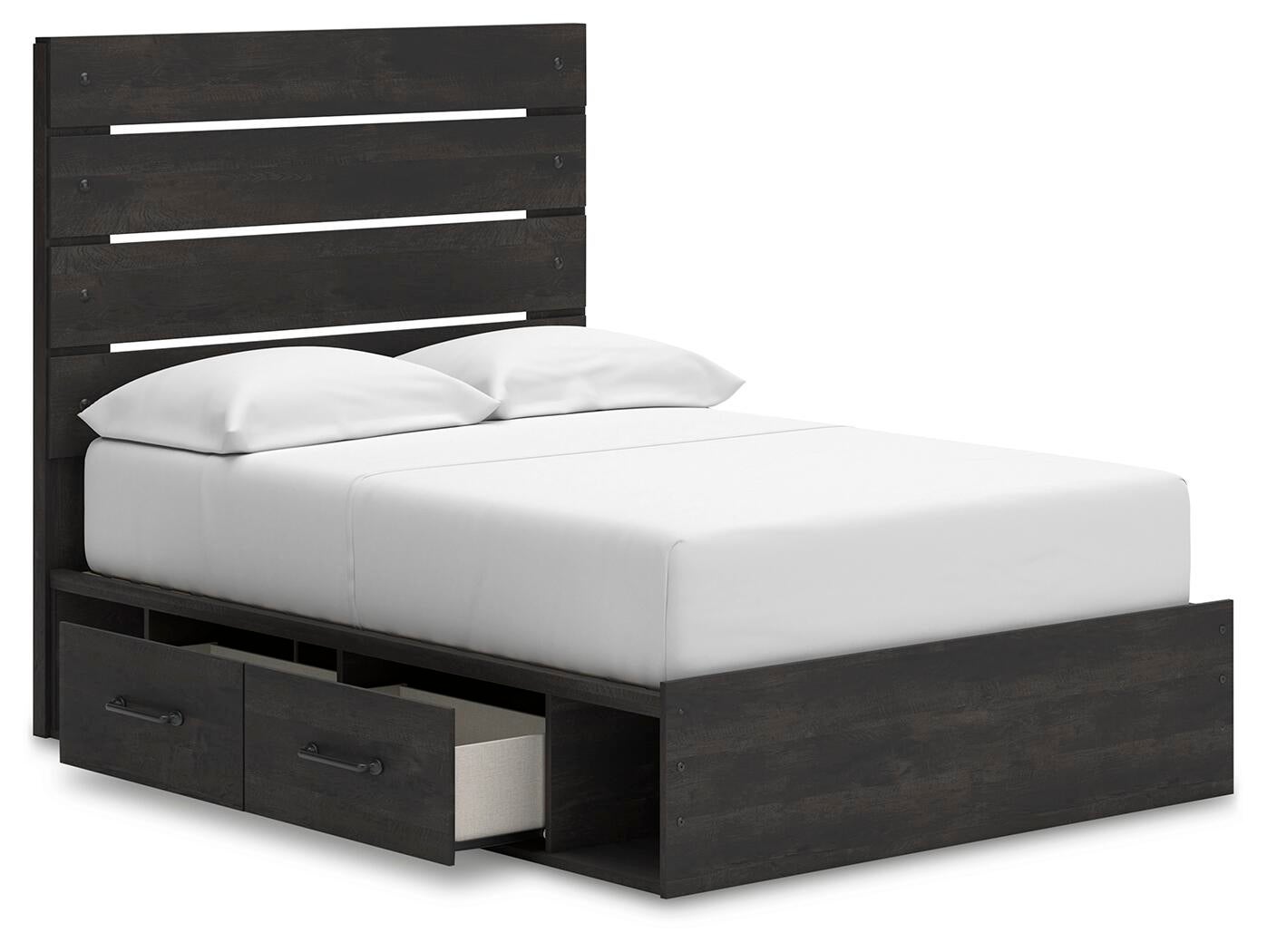 Delmorta Full Panel Storage Bed, Dresser, Mirror, Chest and Nightstand