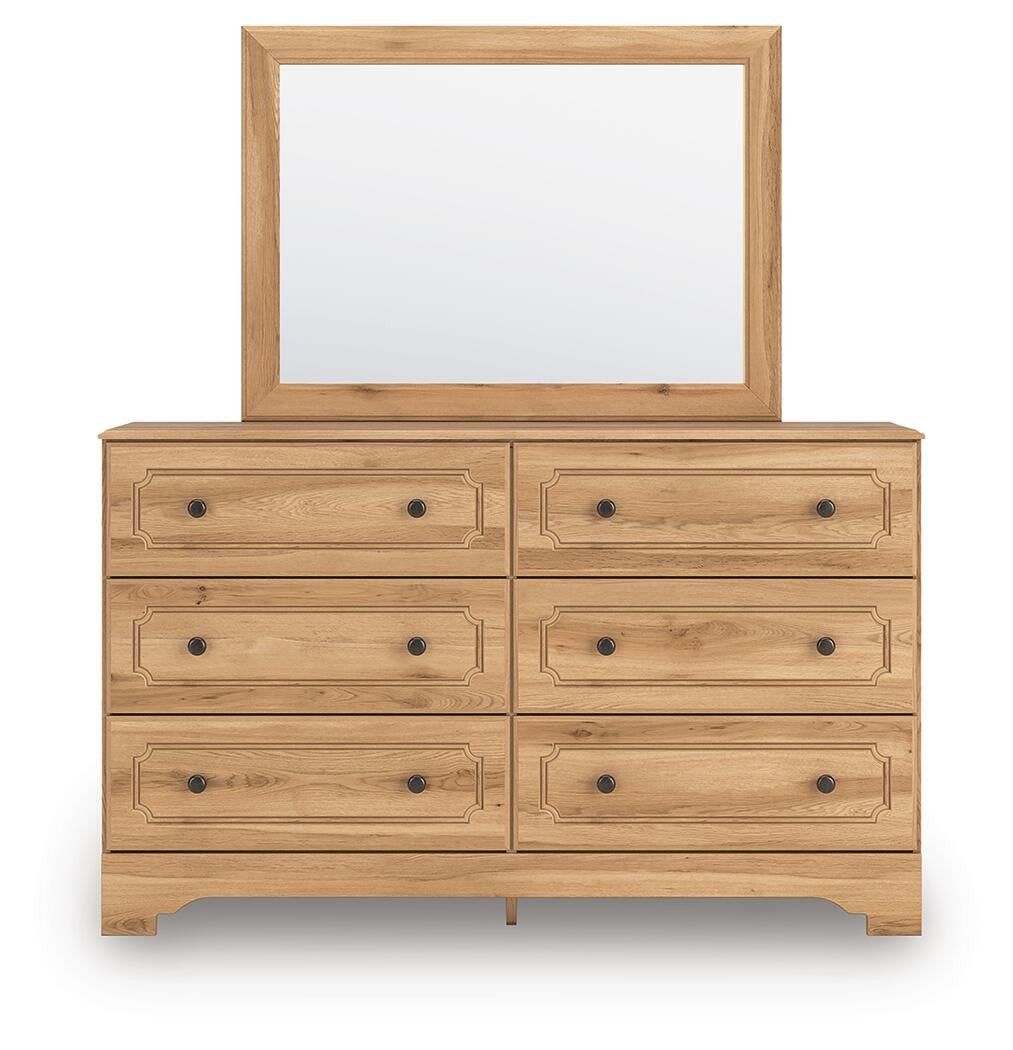 Galletyn King Panel Bed with Mirrored Dresser