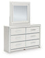 Birmonton Queen Upholstered Panel Bed, Dresser, Mirror, Chest and Nightstand