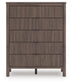 Cadmori King Upholstered Panel Bed, Dresser, Mirror, Chest and Nightstand
