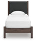 Cadmori Twin Upholstered Panel Platform Bed, Dresser and Mirror