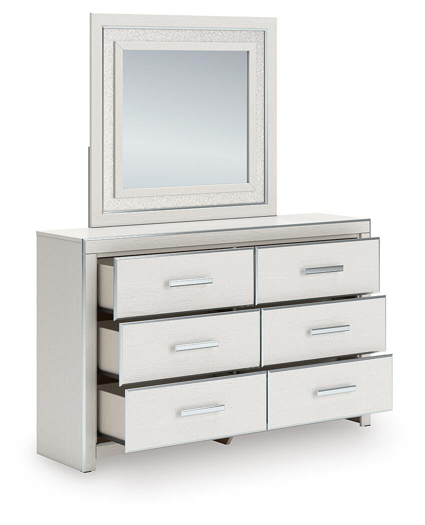 Birmonton Queen Upholstered Panel Platform Storage Bed, Dresser, Mirror, Chest and Nightstand