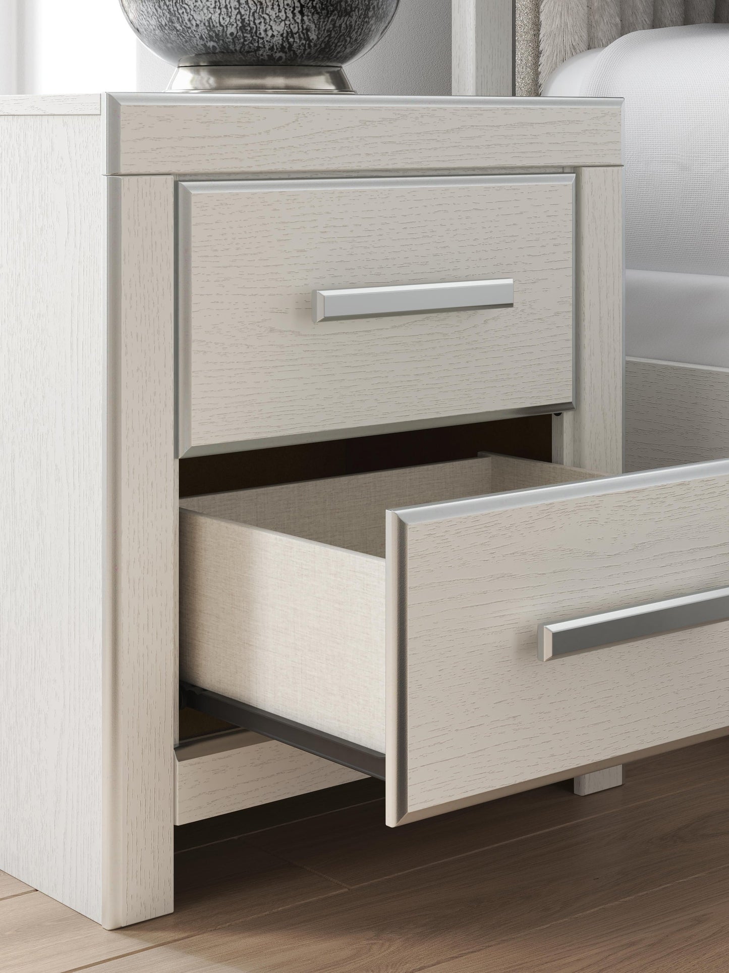 Birmonton Queen Upholstered Panel Platform Storage Bed, Dresser, Mirror, Chest and Nightstand