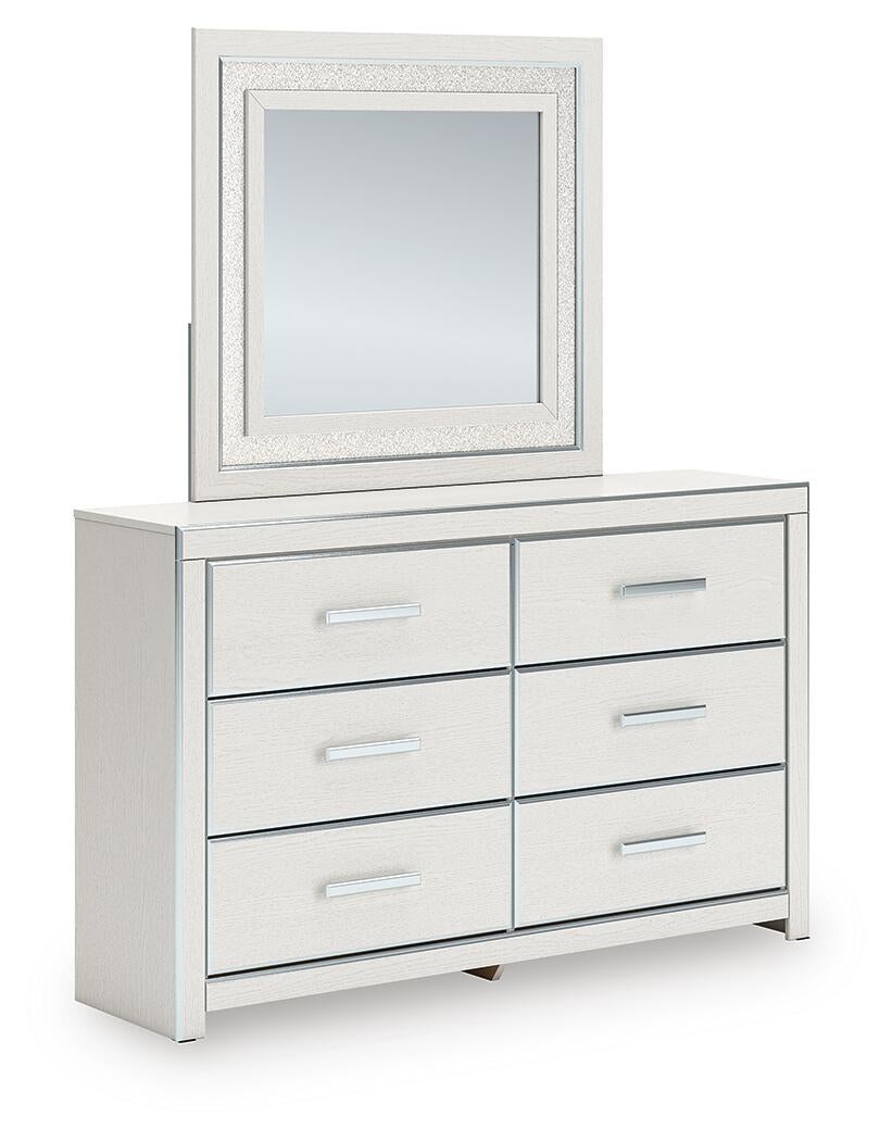 Birmonton California King Upholstered Bed, Dresser and Mirror