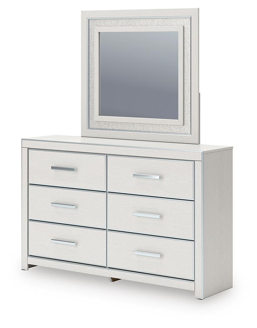 Birmonton Queen Upholstered Bed, Dresser and Mirror