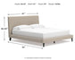 Cielden California King Upholstered Bed with Roll Slats, Dresser, Mirror and Nightstand