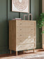Cielden Queen Upholstered Bed with Roll Slats, Dresser, Mirror, Chest and Nightstand
