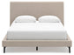 Cielden Queen Upholstered Bed with Roll Slats, Dresser and Mirror