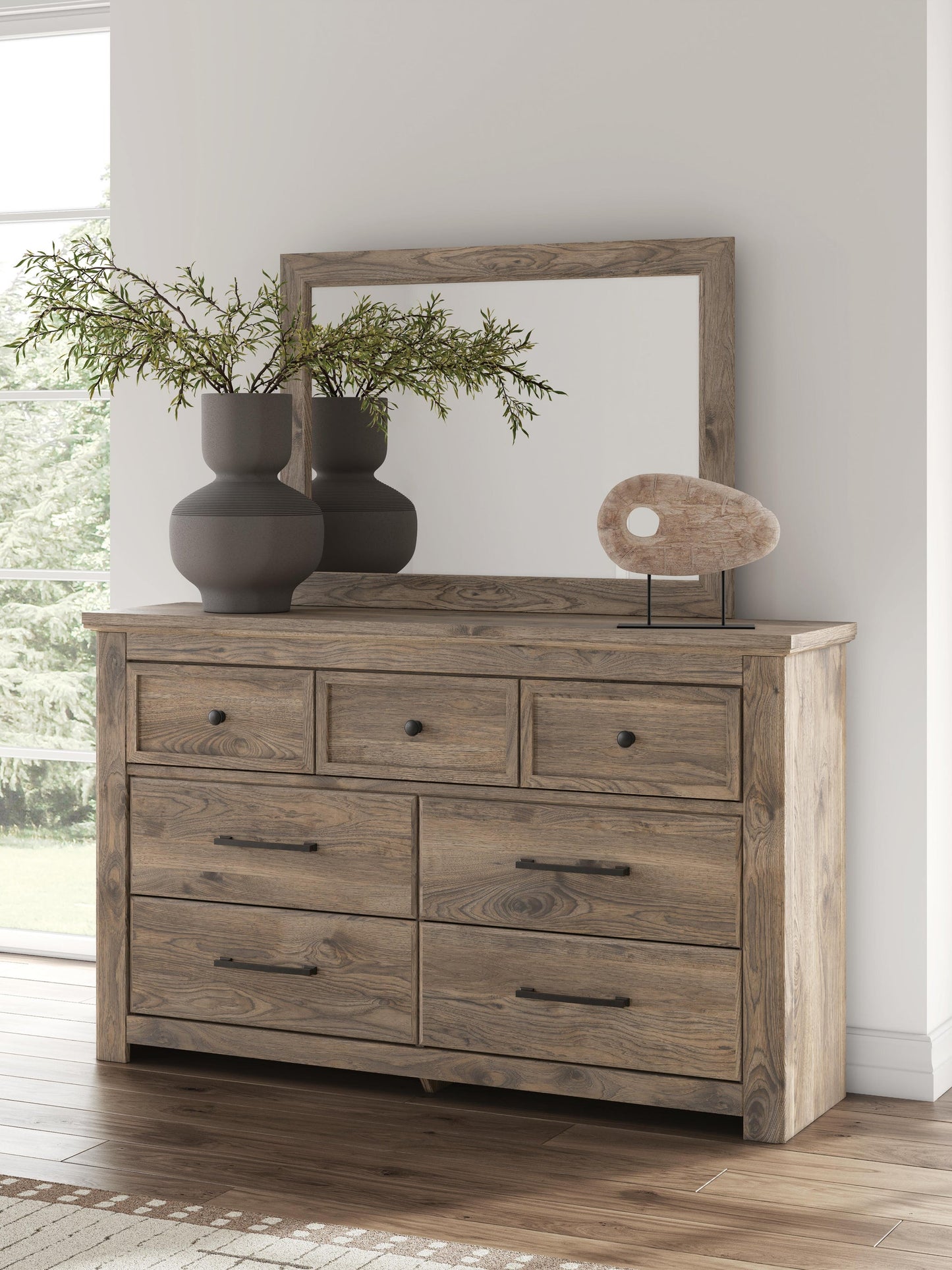 Keithland Queen Panel Bed with Mirrored Dresser