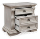Andonhall King Upholstered Panel Bed with Mirrored Dresser and Nightstand