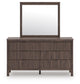 Cadmori Full Upholstered Panel Bed, Dresser and Mirror