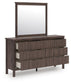 Cadmori King Upholstered Panel Bed, Dresser and Mirror