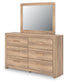 Hollymount Queen Upholstered Platform Bed, Dresser and Mirror