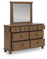 Chadworth King Poster Bed with Mirrored Dresser