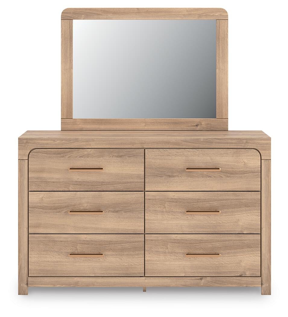 Hollymount King Upholstered Panel Bed, Dresser and Mirror